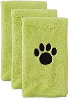 Vista 10 de Bone Dry Pet Drying Collection - Juego de toallas de microfibra bordada para mascotas, 15 x 30, color gris con huella de pata negra, S, 3 piezas