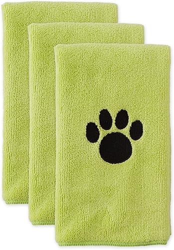 Vista 9 de Bone Dry Pet Drying Collection - Juego de toallas de microfibra bordada para mascotas, 15 x 30, color aguamarina con huella de pata negra, S, 3
