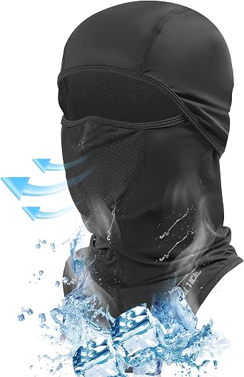 1TG Tactical Summer Balaclava Full Face Mask - UV Protection Cooling Neck Gaiter, Breathable Full Head Scarf Windproof Face Cover for Men and Women for Ski Motorcycle Travel Hiking Black