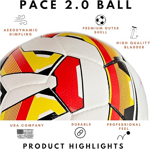 Miniatura 2 de Safe Sport Gear Pace 2.0 - Balón de fútbol profesional, carcasa exterior de TPU, textura aerodinámica, tamaño 5, para todo tipo de clima