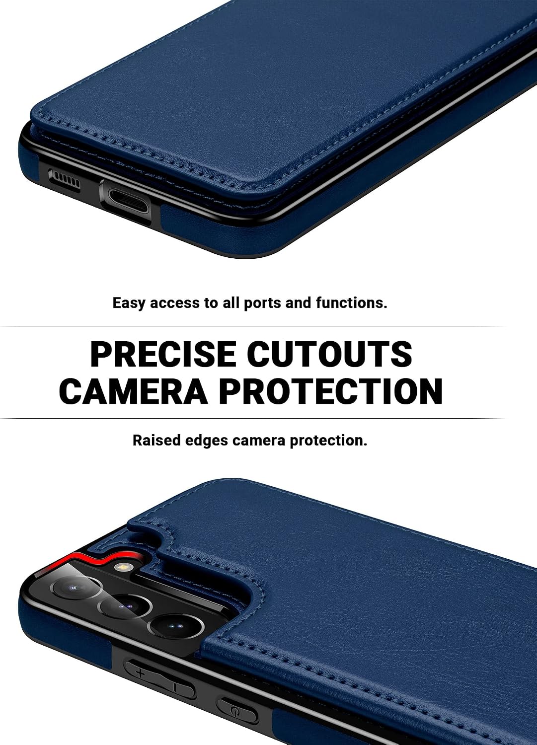 iMangoo Galaxy S22 Case, for Samsung Galaxy S22 Cases Wallet Case Men Women Protective ID Credit Card Slot Holder Cash Pocket PU Leather Sleeve Double Magnetic Closure Clasp Galaxy S22 Flip Case Blue