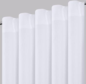 Cotton Duck White Curtain 96 Inches Long 2 Panel Set - Back Tab Top Curtain for Farmhouse, Living Room, Bedroom, Shower, Home, Kitchen, Door, Window - 50 Inch Width & 96 Inch Length