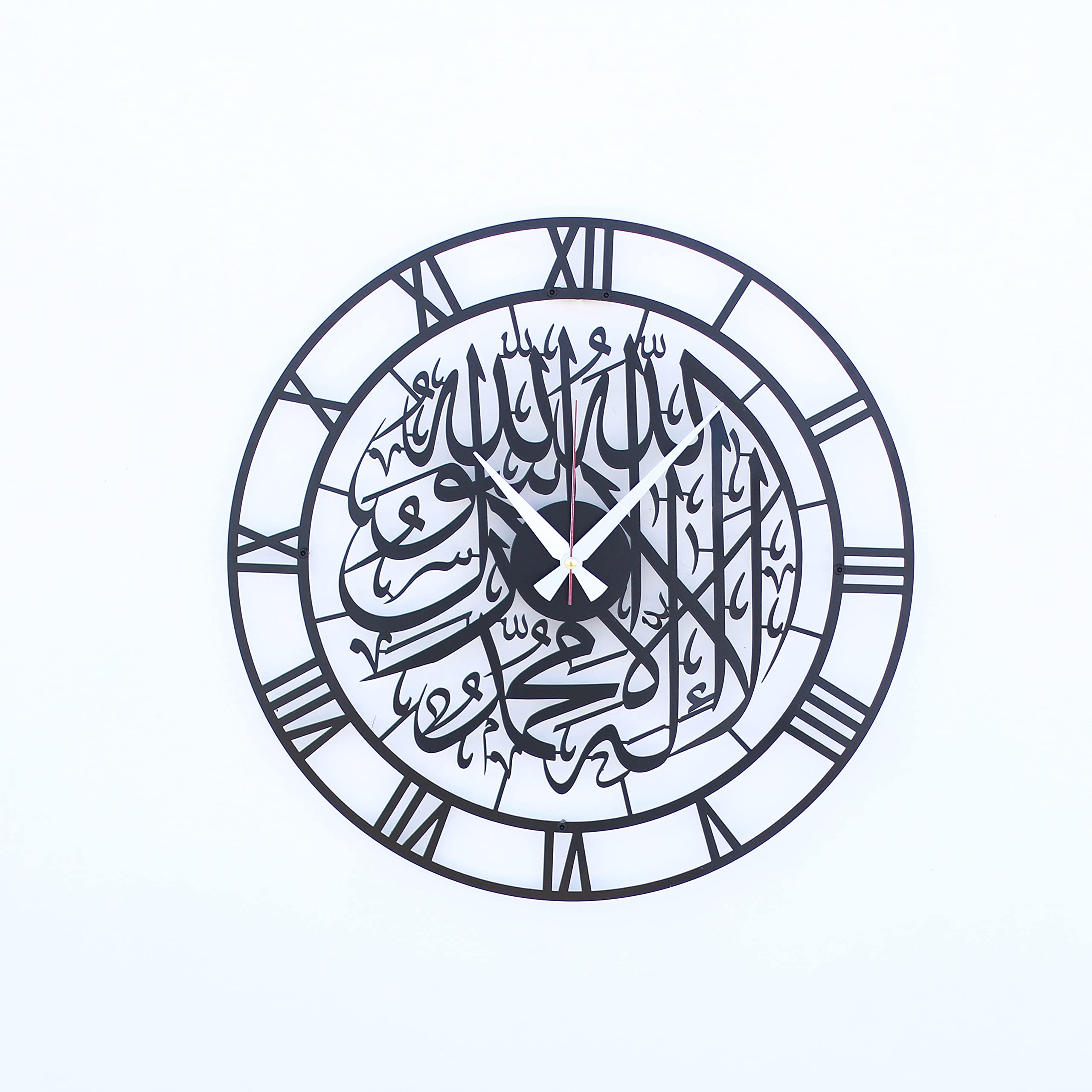 iwa concept First Kalima Metal Islamic Silent Clock | Islamic Ramadan Wall Decorations | Modern Muslim Housewarming Gift | Arabic Calligraphy | Quran Wall Art (Black)