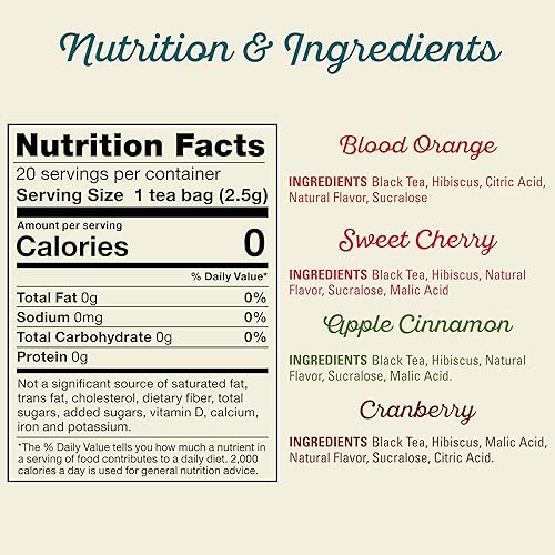 Miniatura 6 de Southern Breeze Cold Brew - Paquete variado de té dulce helado con té negro y cero carbohidratos cero azúcar 20 bolsas de té envueltas