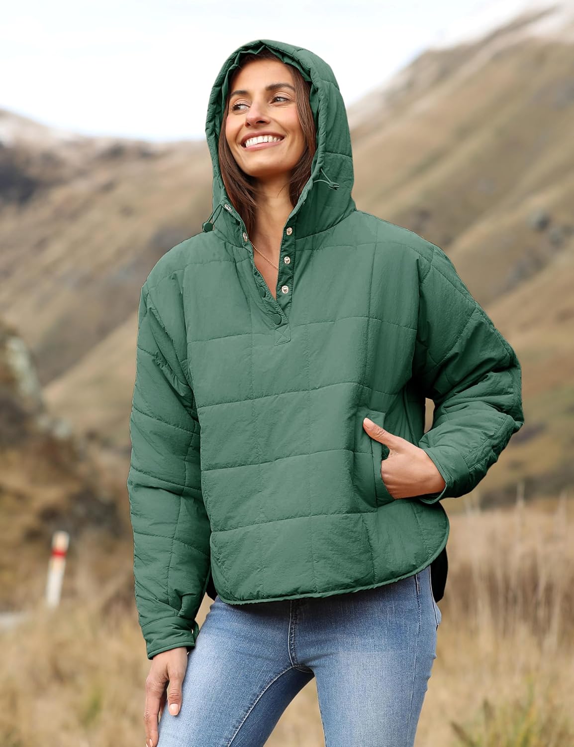 AMEBELLE Women's Oversized Hooded Puffer Jacket Quilted Jackets for Women Lightweight Winter Warm Padded Hoodies Coat - Image 5