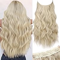 Vista 89 de KooKaStyle - Extensiones de cabello con hilo invisible, diadema transparente, ajustables, 4 clips fijadores, cabello largo y ondulado de 12