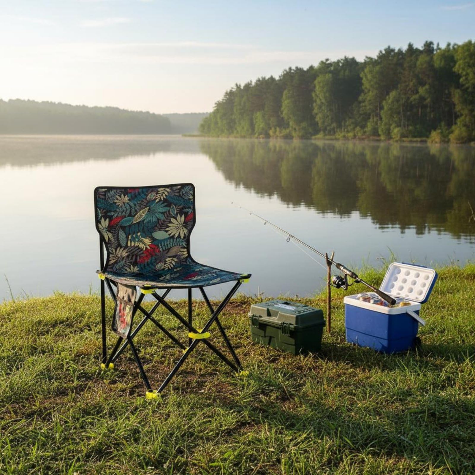 Baoblaze Sedia da Pesca Pieghevole Sedia Sgabello Seggiolino Portatile Oxford Metallo Leggera con Telaio E Piedini Antiscivolo Adatta a Pesca Campeggio Picnic, Xl, Con Presa