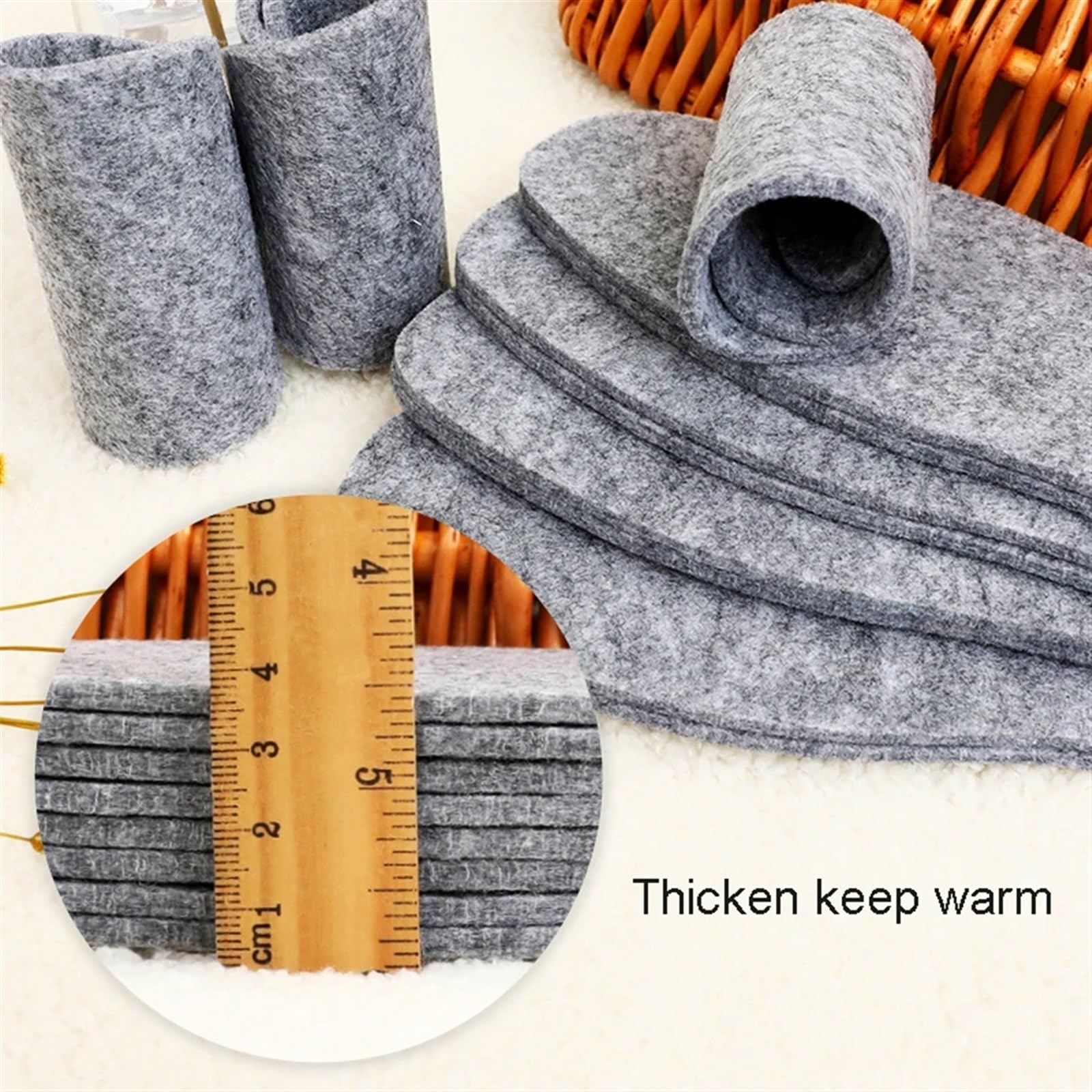 Semelles en Coton Semelles intérieures en Feutre de Laine Thermique, 10 Paires, épaisses et Chaudes for Hommes et Femmes, Chaussures Respirantes, respectueuses de la Peau(39)