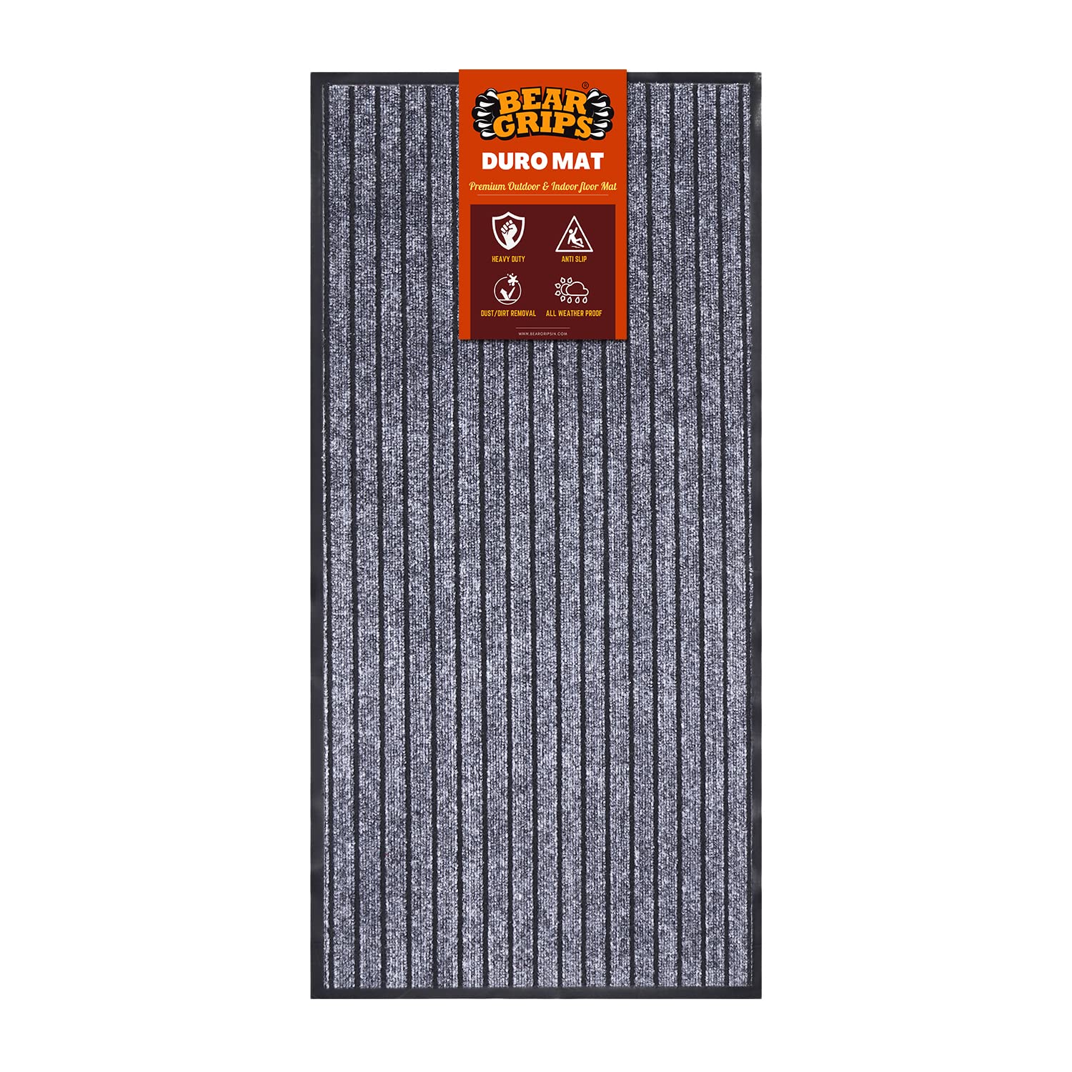 BEAR GRIPS Duro 7 Striped Double-Colored Door, Home and Office mat Anti-Slip PVC Backing for dust Removal, wear-Resistant Main Door, and Kitchen Rug, 6mm Thick, Color: Grey & Black, Size 60X120 cm (B09YMH898P) Amazon Price History, Amazon Price Tracker