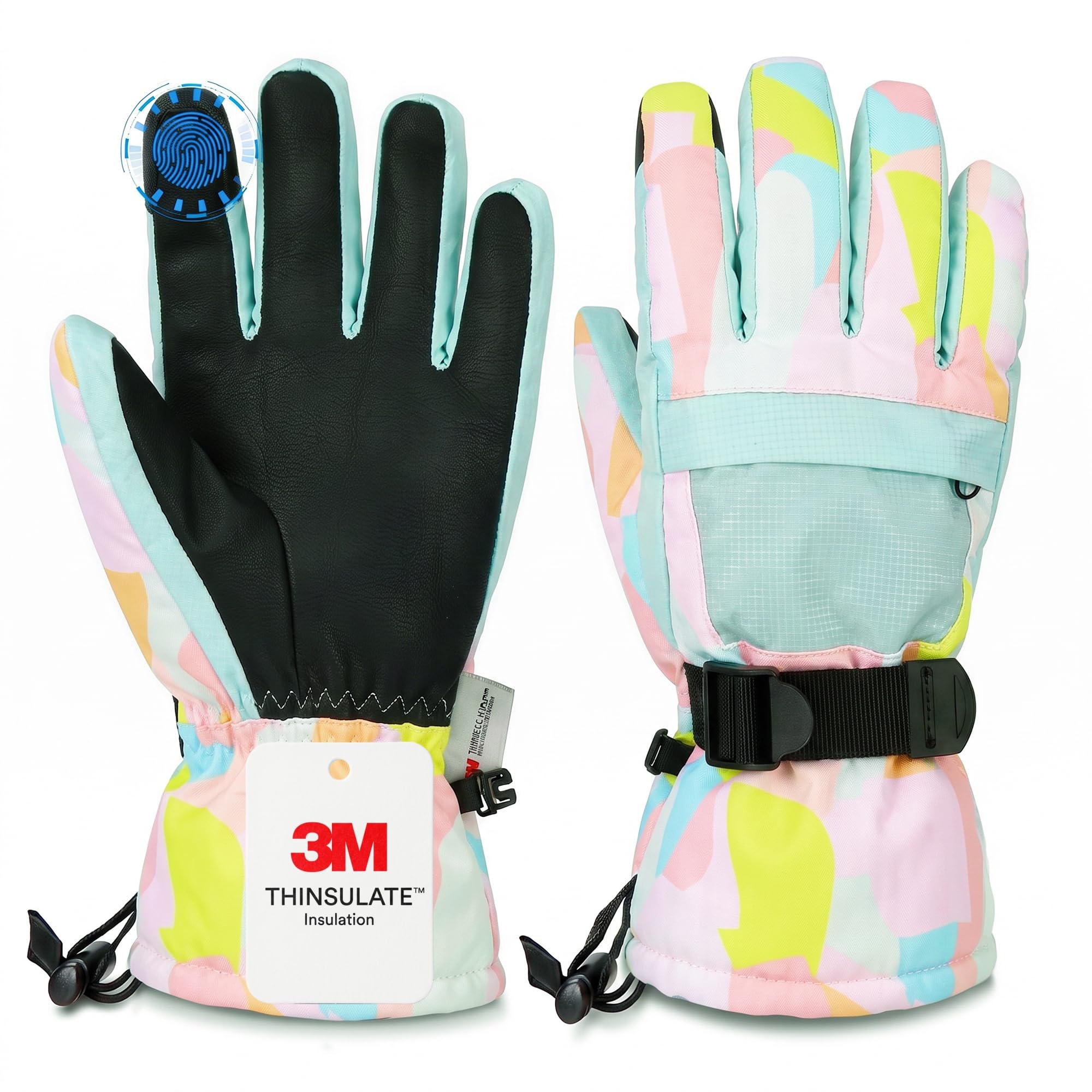 Ski Gloves,Snow Gloves Waterproof Winter Warm Cold Weather Touchscreen Gloves for Parent&amp; Child Kids Skiing,Snowboarding