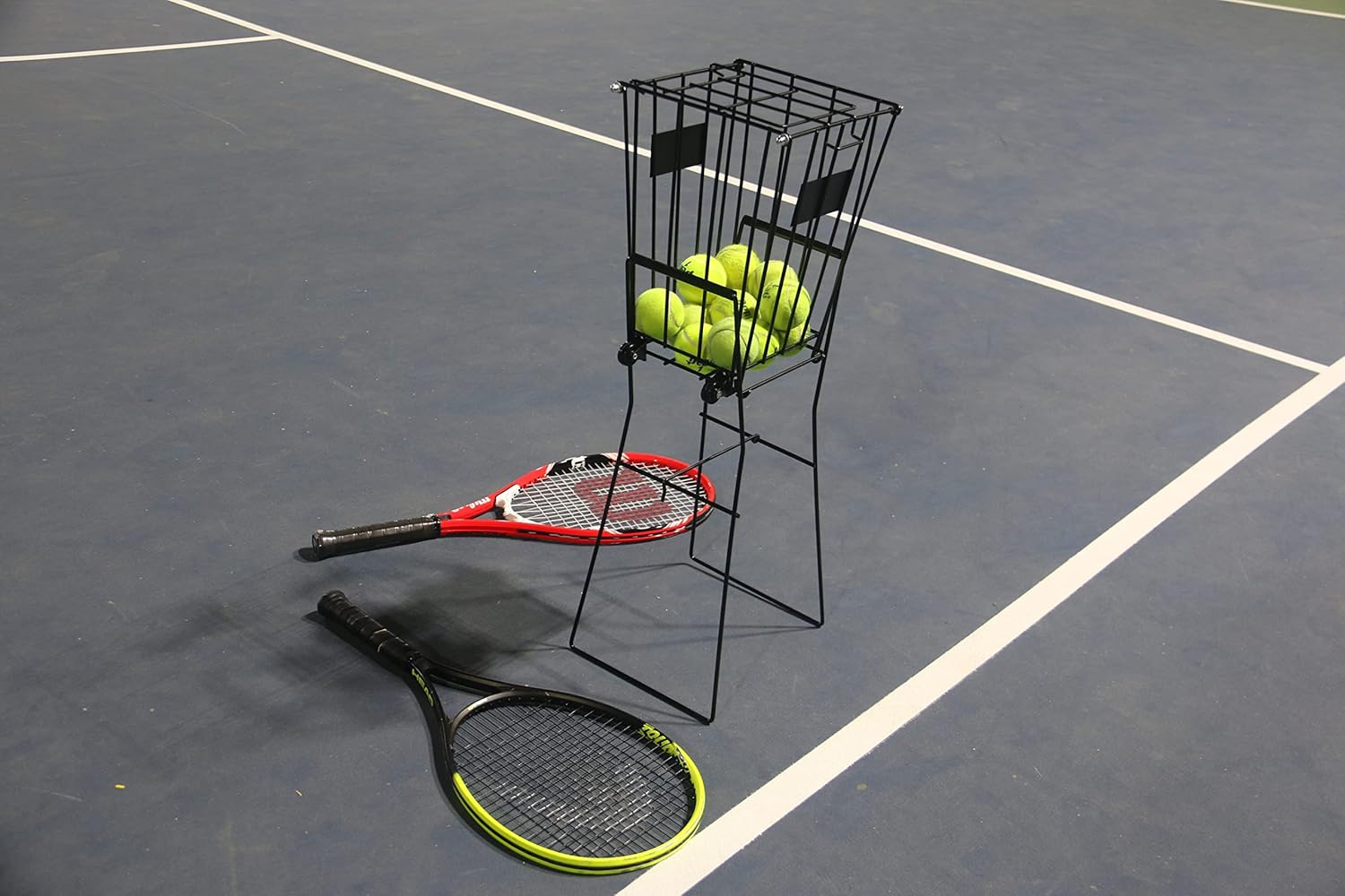 Tennis Ball Hopper with Wheels for Tennis Coaches Players Schools Clubs, Tennis Court Equipment/Accessory (75 Balls Capacity)