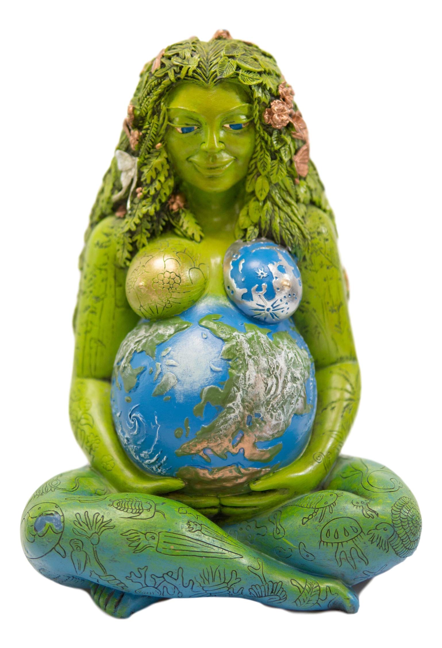 Ebros Gift Millennial Gaia Green Earth Mother Nature Goddess Te Fiti Statue by Oberon Zell in Vivid Colors Home and Garden Decorative Figurine (Large 14" Tall)