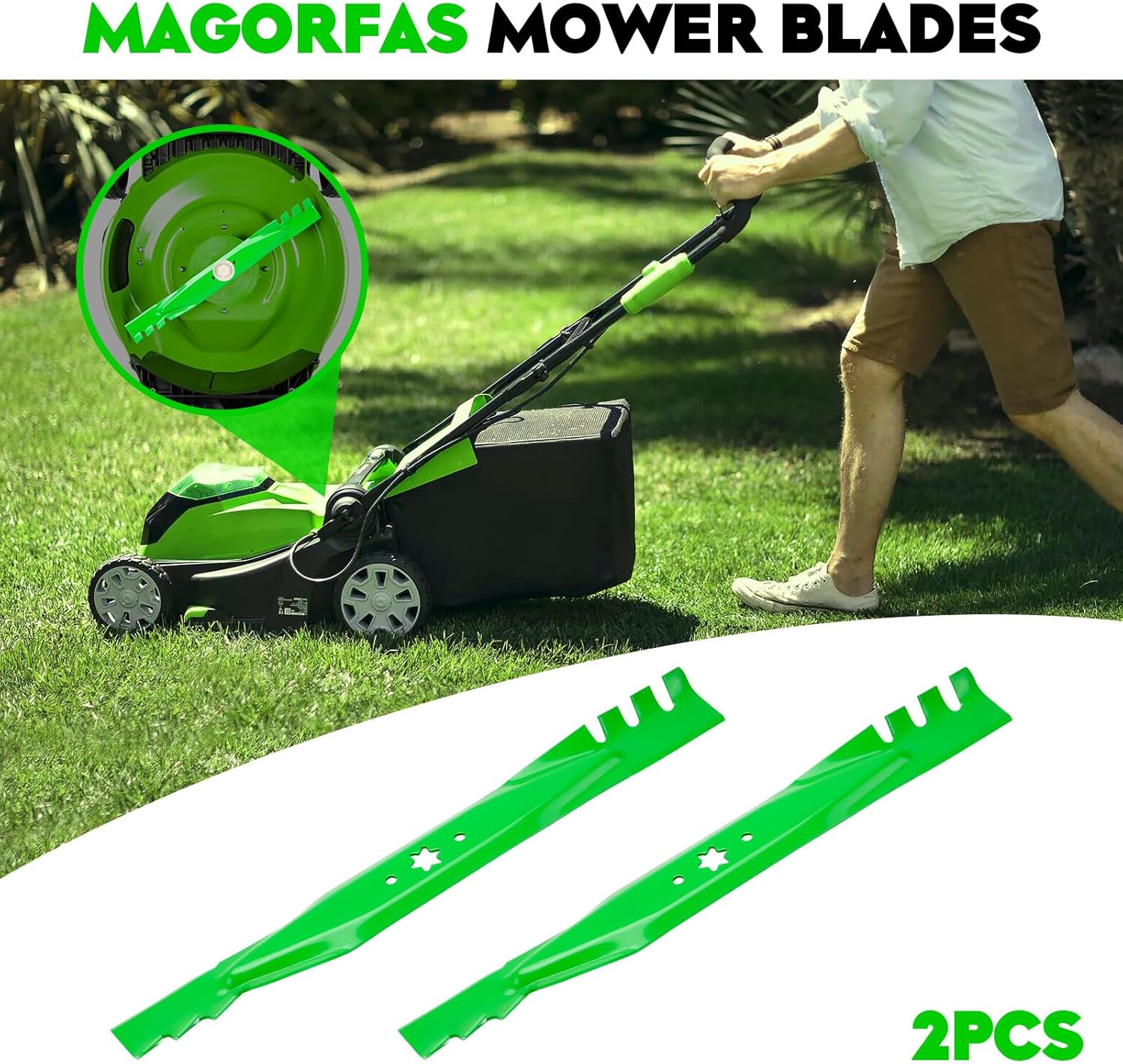 Lawn Mower Blades Toothed Mulching with 42 inch Deck Fits for 942-0616 742-0616 942-04126 742-04308 942-04312 for Cub Cadet LT-1040 LT-1042 XT1-LT42 Craftsman T1100 Z6000, 2 PCS