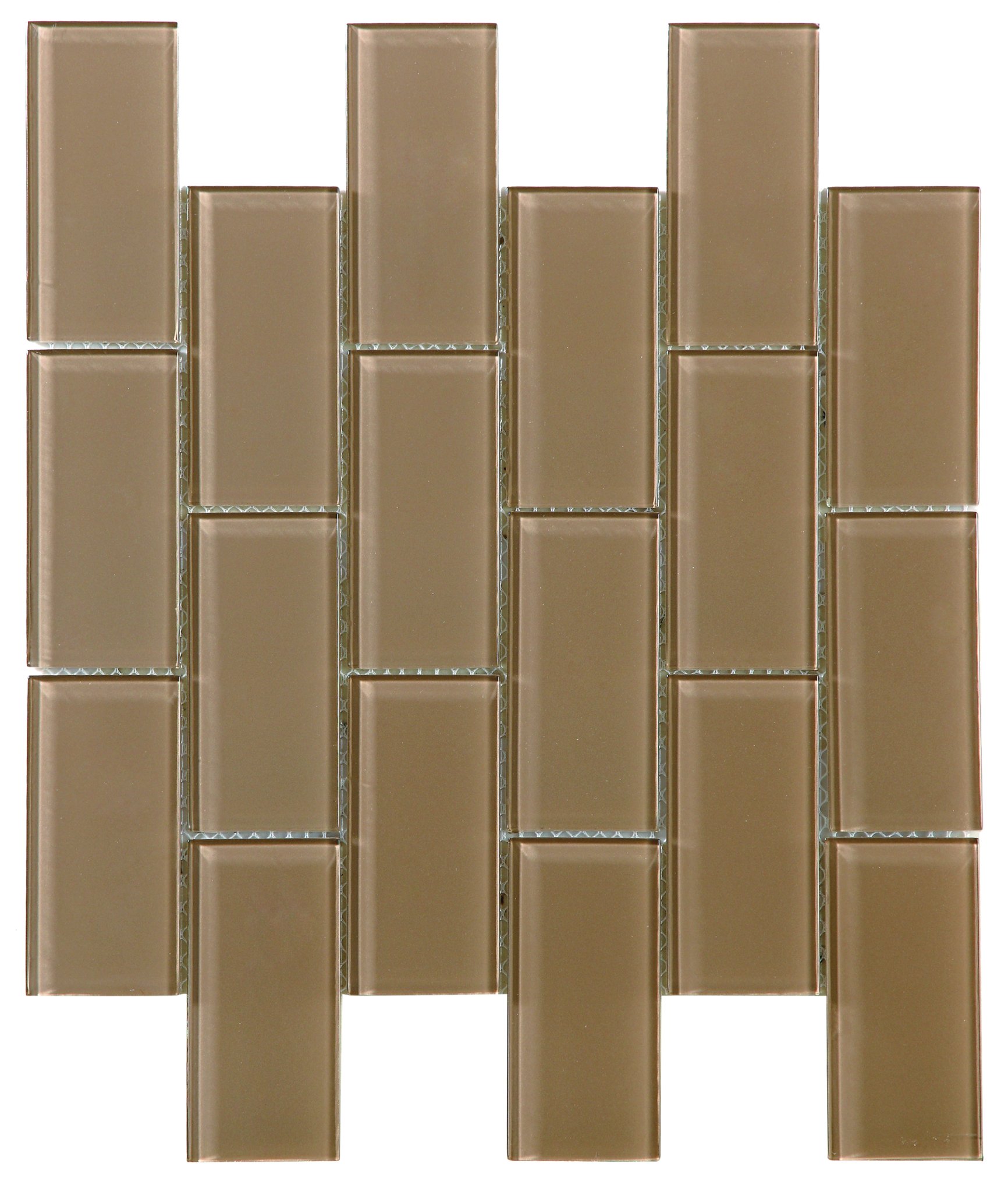 CQ61624 4mm 2-Inch x 4-Inch Mesh Mount Glass Tile, Mocha