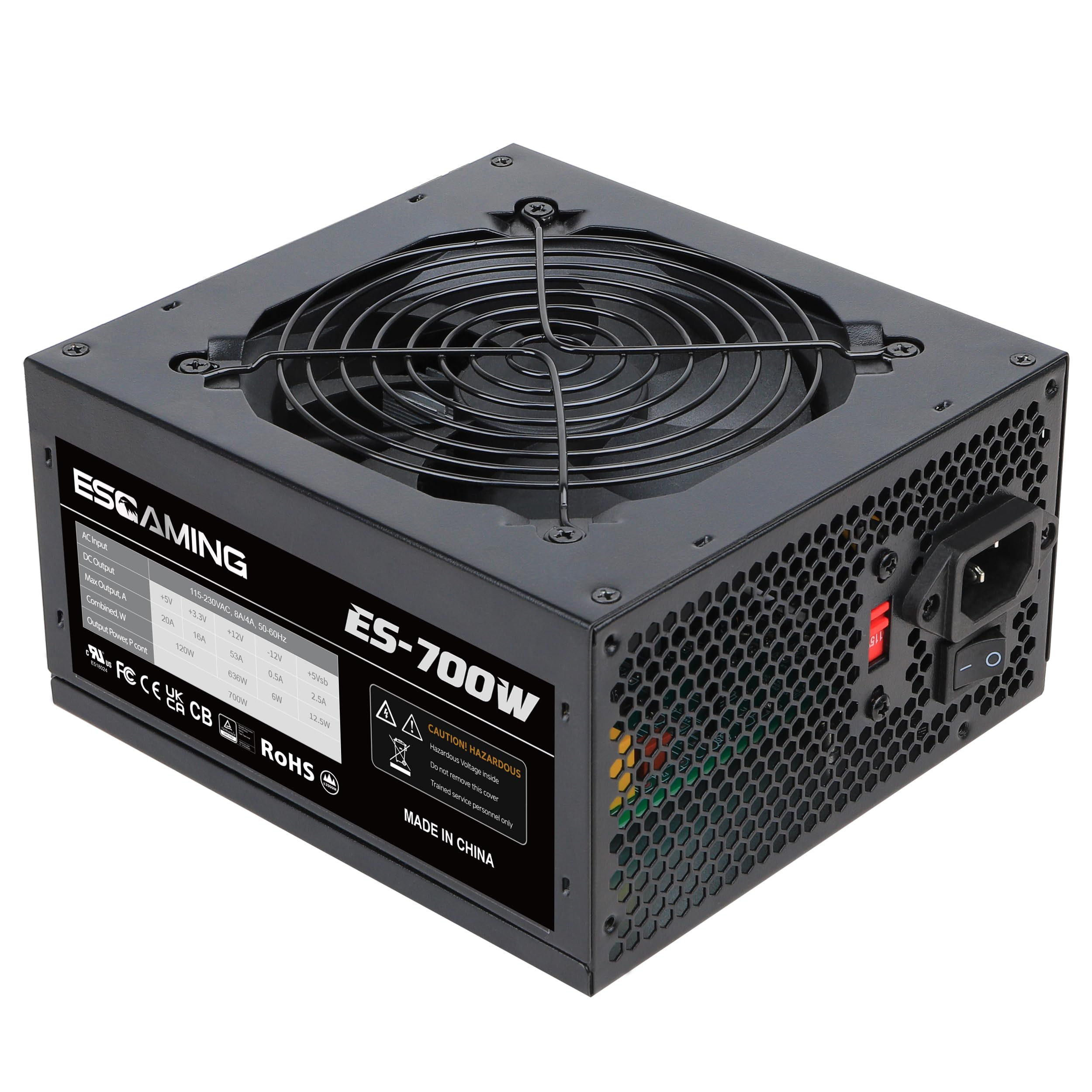 ESGAMING 700W Non Modular Power Supply with Low-Noise 120mm Fan ATX PSU