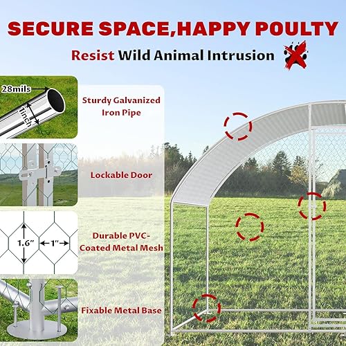 Miniatura 11 de Gallinero grande de metal para aves de corral, corral para conejos, casa de hábitat, gallinero en forma de espira con cubierta impermeable y anti-UV