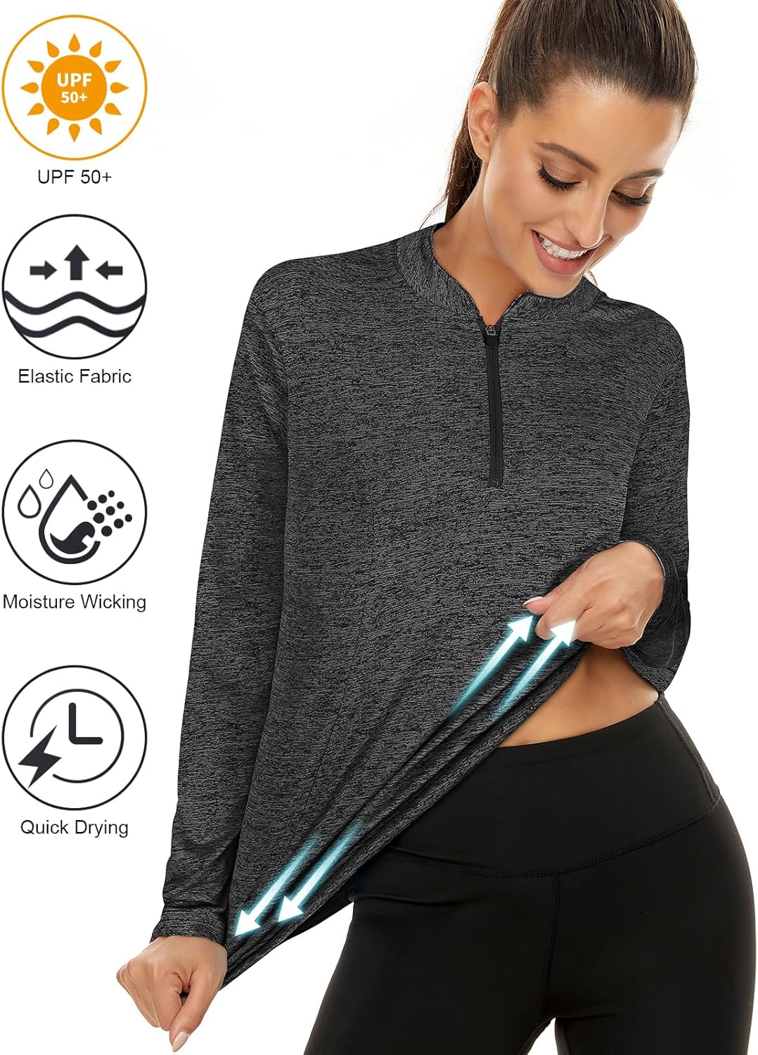 Misyula Womens Golf Shirts 1/4 Zip Sun Protection Quick Dry Tennis Running Athletic Workout Tops - Image 4