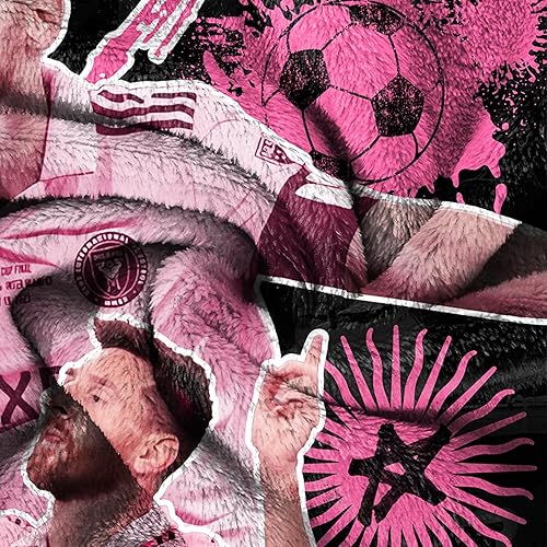 Miniatura 3 de Yrindyiz Manta de franela ligera con estrellas de fútbol, acogedora y suave, manta de forro polar para fanáticos con aire acondicionado, 40 x 50