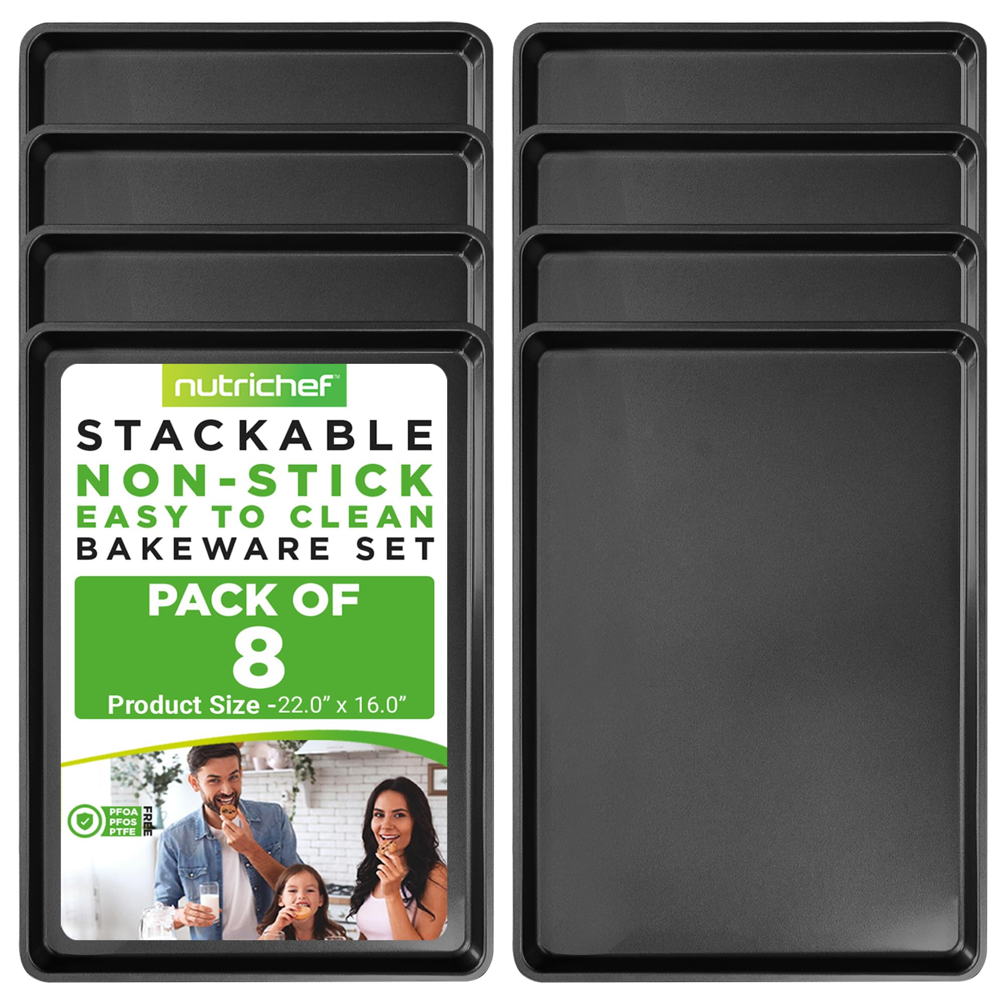NutriChef 2-Piece XL Mega Cookie Sheet Baking Pans Set - 22