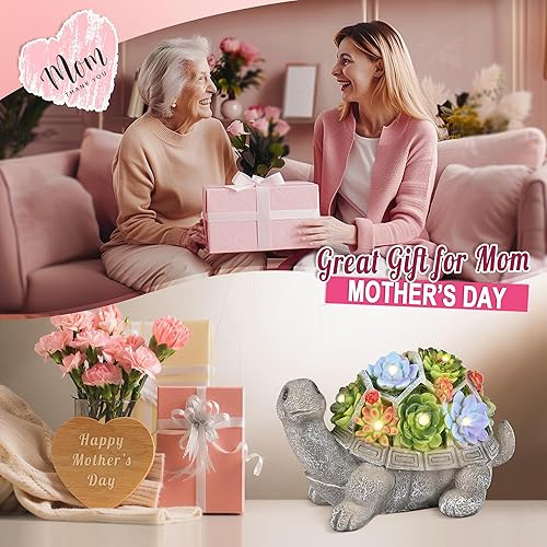 Miniatura 2 de GIGALUMI Estatuas solares de jardín con figuras de tortuga para exteriores, decoraciones de patio al aire libre, decoración de jardín, regalos