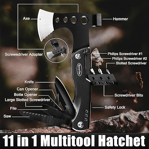 Miniatura 3 de RoverTac Multitools - Juego de regalo 11 en 1, hacha multiherramienta, linterna LED, cuchillo táctico en caja de regalo "I LOVE YOU", herramienta de