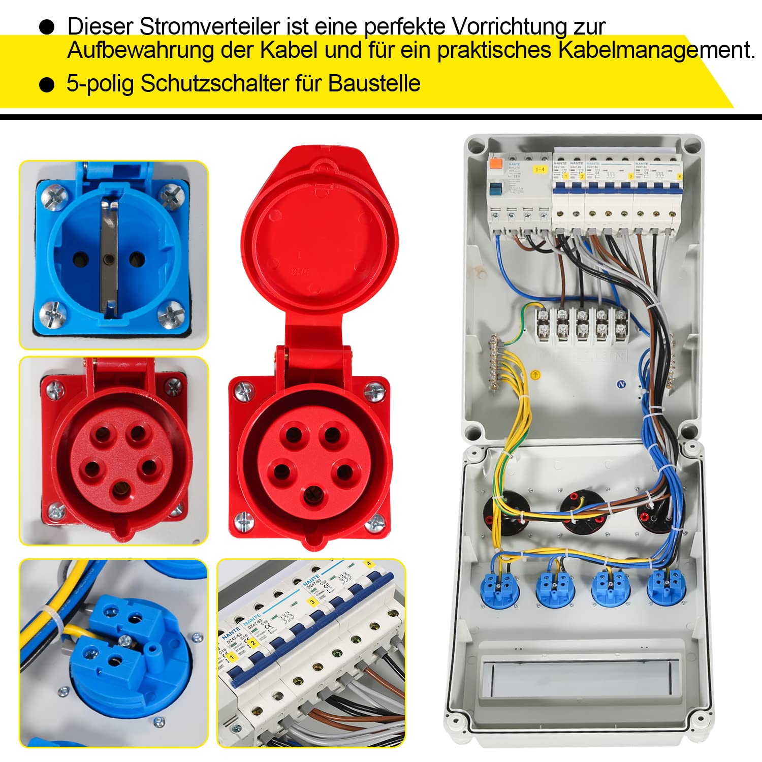 Distributore Da Parete Con Interruttore FI - 4 Prese Schuko + CEE 16/32A Per Cantieri - Foto 14