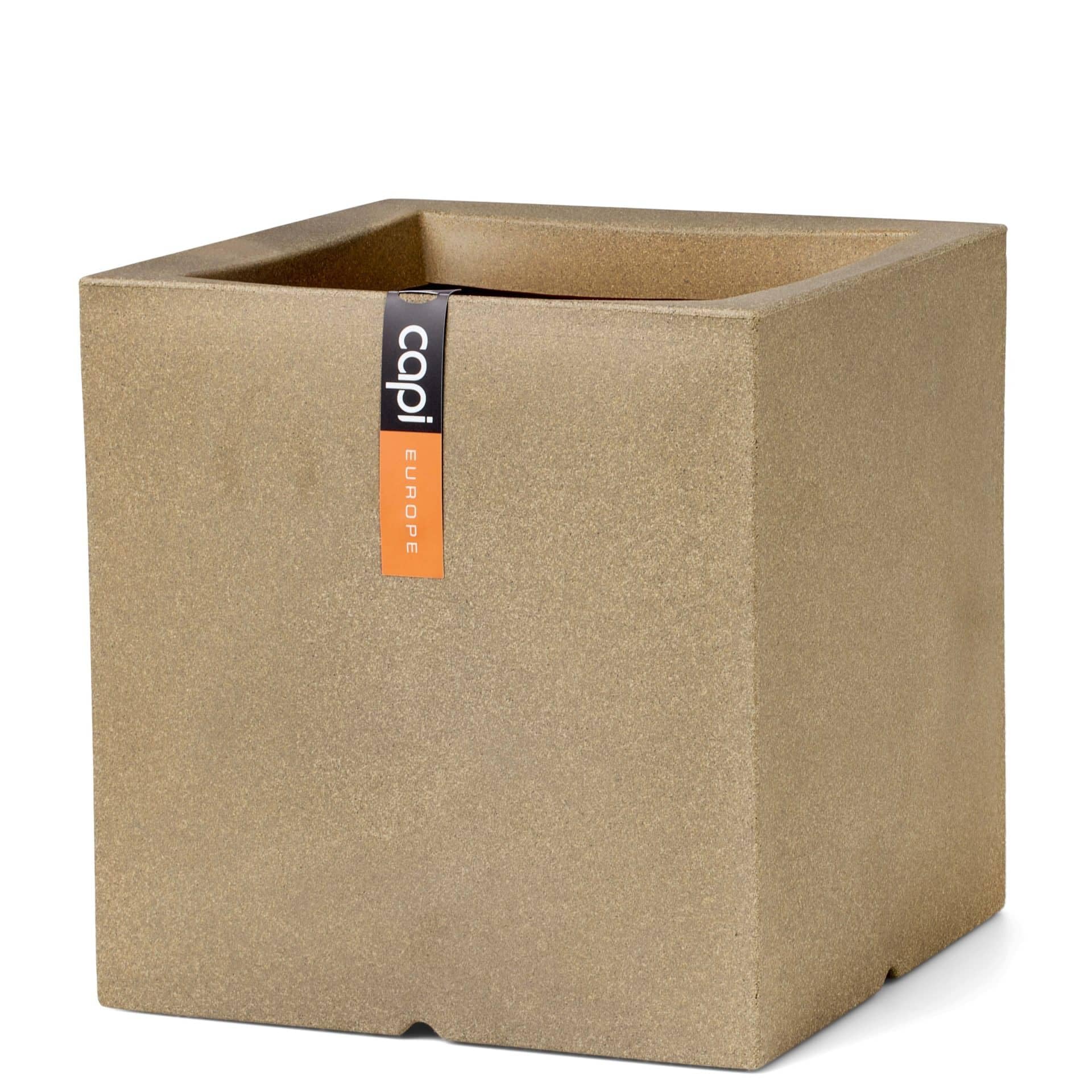 Capi Europe Smooth - Beige - Planter Square Smooth Nl - 40X40 - Beige - Opening Ø32 - Pot For Indoor And Outdoor Use - Shatterproof - 100% Recyclable - Kbe903