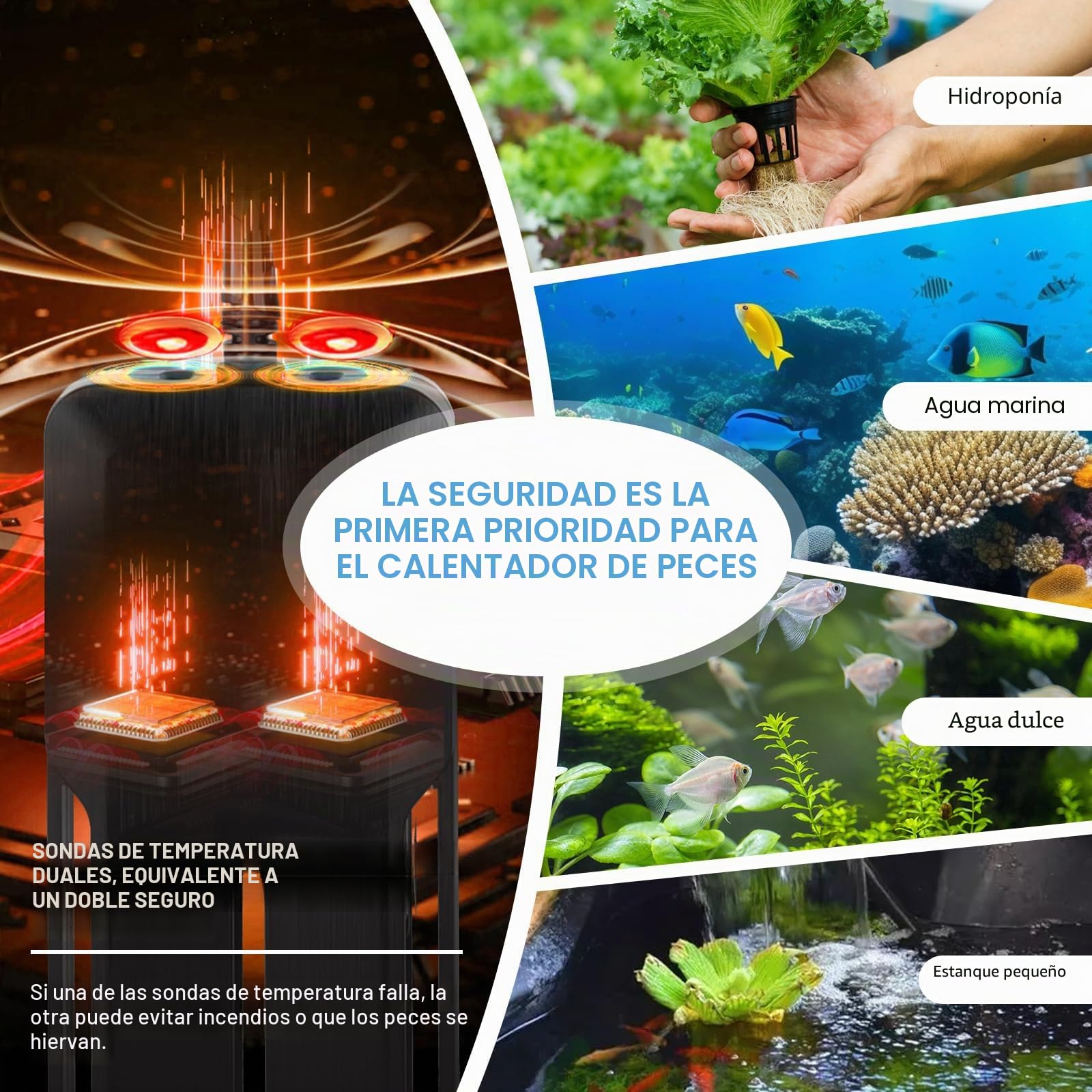 Hygger - Calefacción para acuario (800 W, calefacción sumergible, para acuario, temperatura ajustable, con controlador de pantalla digital, LED, 800 W)