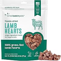 Vista 1 de smallbatch Pets Premium - Golosinas de corazón de cordero liofilizadas para perros y gatos, 3.5 onzas, fabricadas y obtenidas en los Estados Unidos