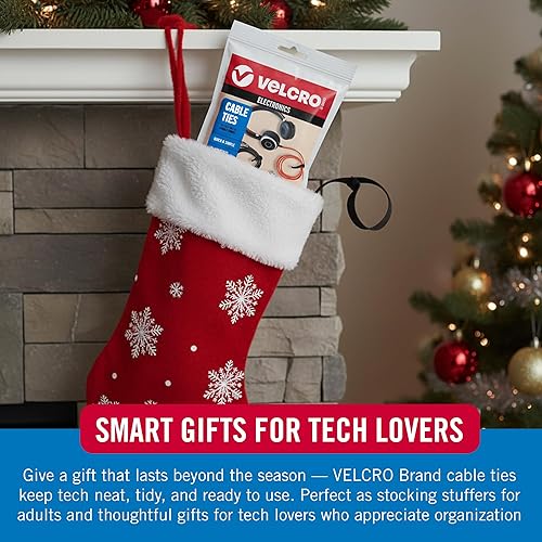 Miniatura 2 de Velcro Brand Sujetacables reutilizables  Relleno de calcetines para hombre 2025, paquete de 100 lazos de gestión de cables de 6 pulgadas, envolturas