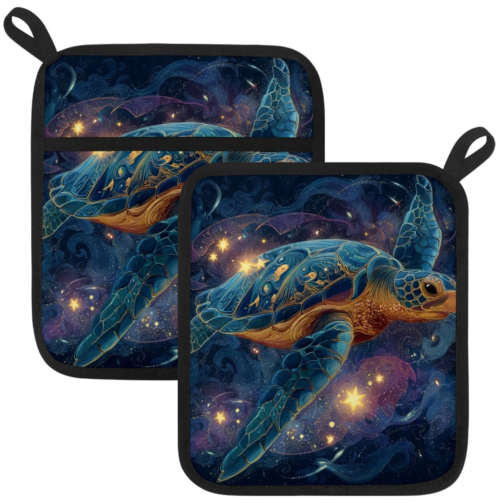 VAPOKF Turtle Star Kitchen Hot Pot Holder, Pot Holders Heat Resistant Pot Holder with Pocket Heat Resistant Trivets for Hot Pans Cotton Pot Mitts for Kitchen Cooking Baking