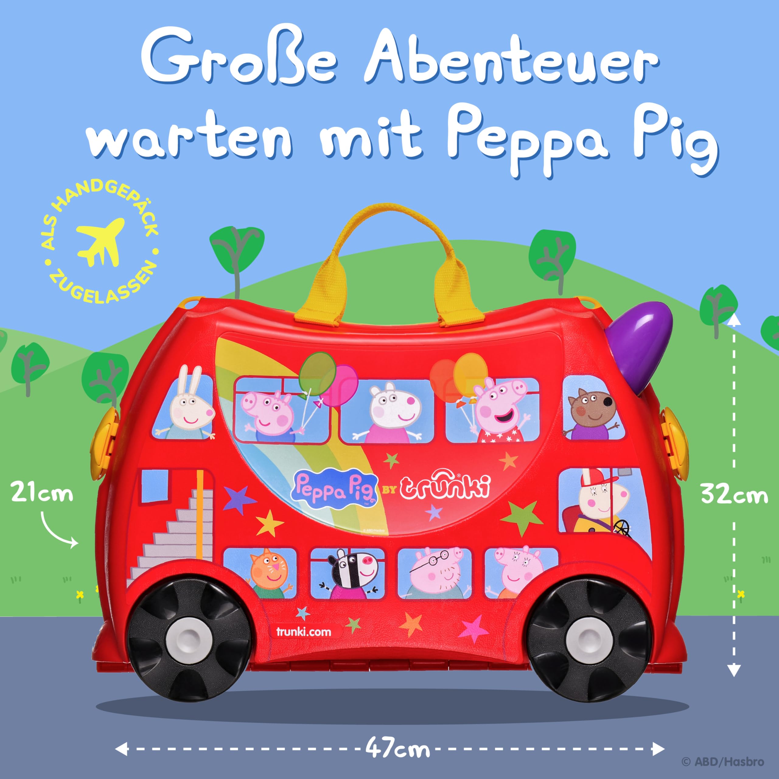 Trunki Originaler Kinderkoffer zum Draufsitzen 18-L Handgepäck Koffer Hartschalen Reisekoffer mit Rollen