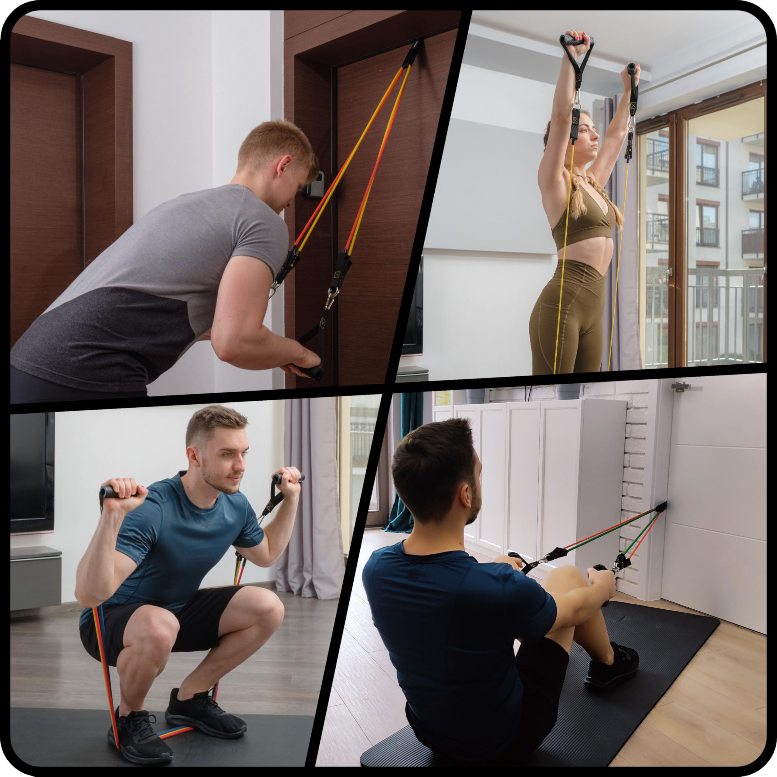 Bandres De Résistance FOCUHUNTER - 5 Niveaux (5-45lb), Avec Poignées Et Sangles - Pour Fitness, Yoga, Pilates