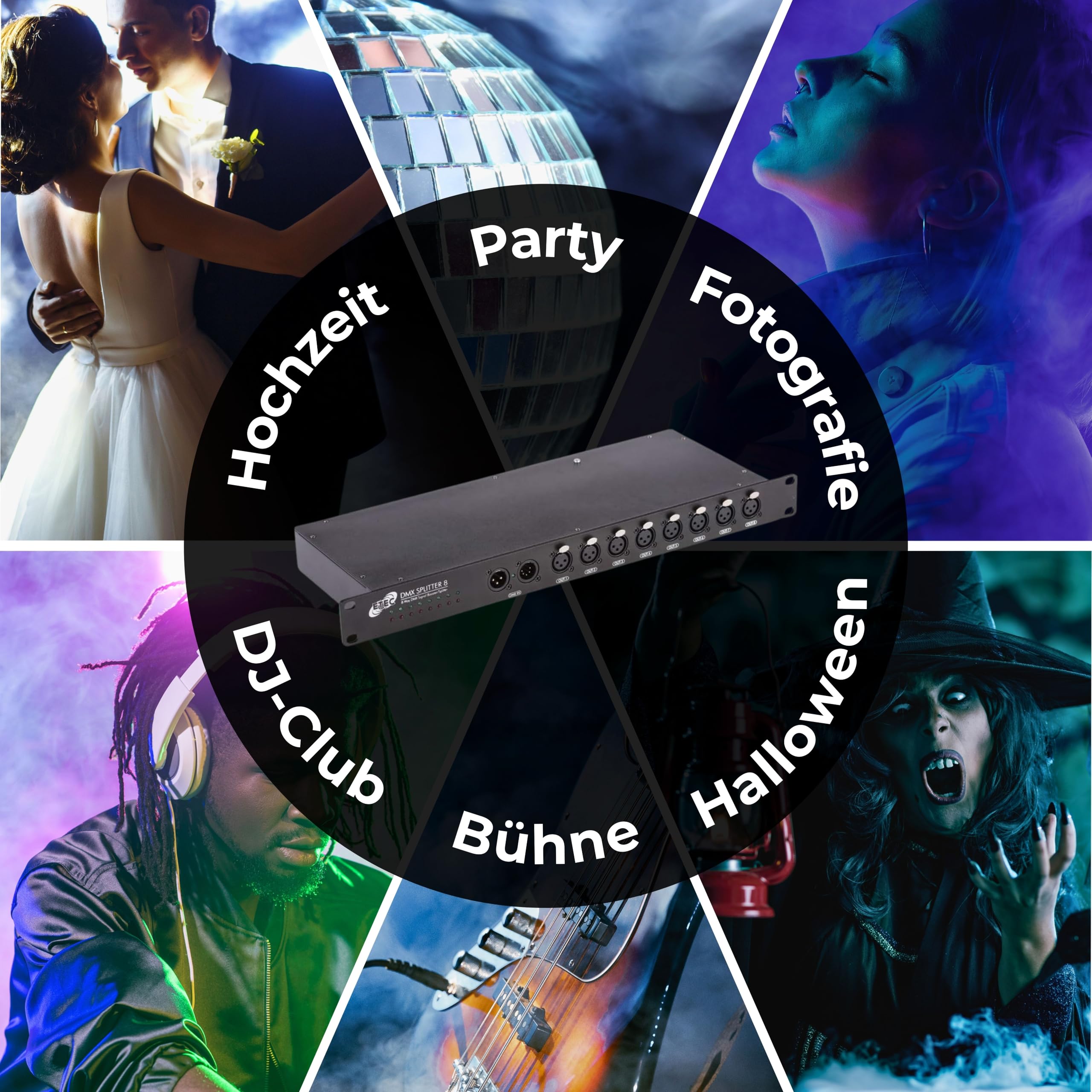 ETEC Professional 8 Kanal DMX Splitter/Booster 19" Veranstaltung Bühnenbeleuchtung Licht Party Disco Show DJ Event Show