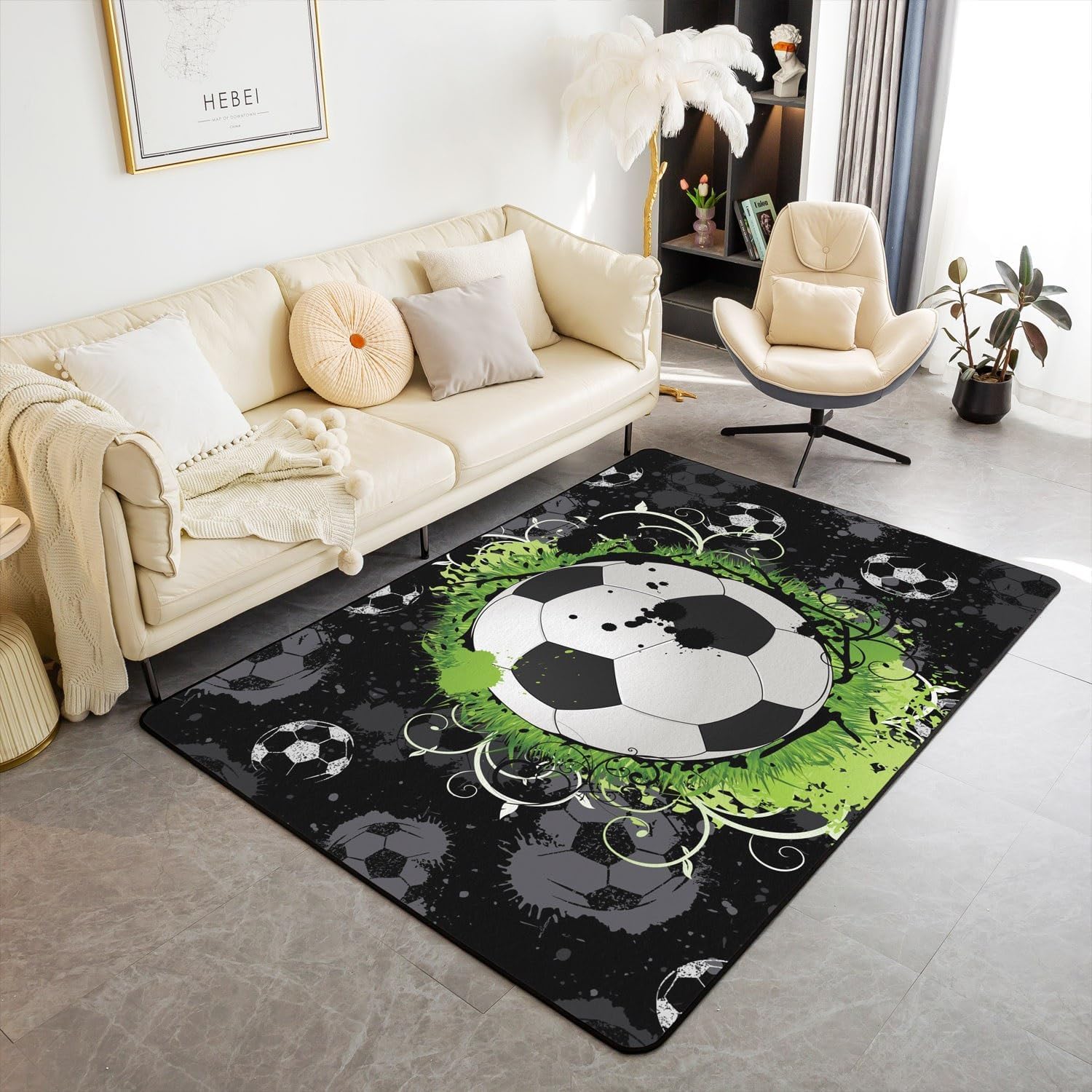 Tapis de football 3D pour salon et chambre 100x150 cm