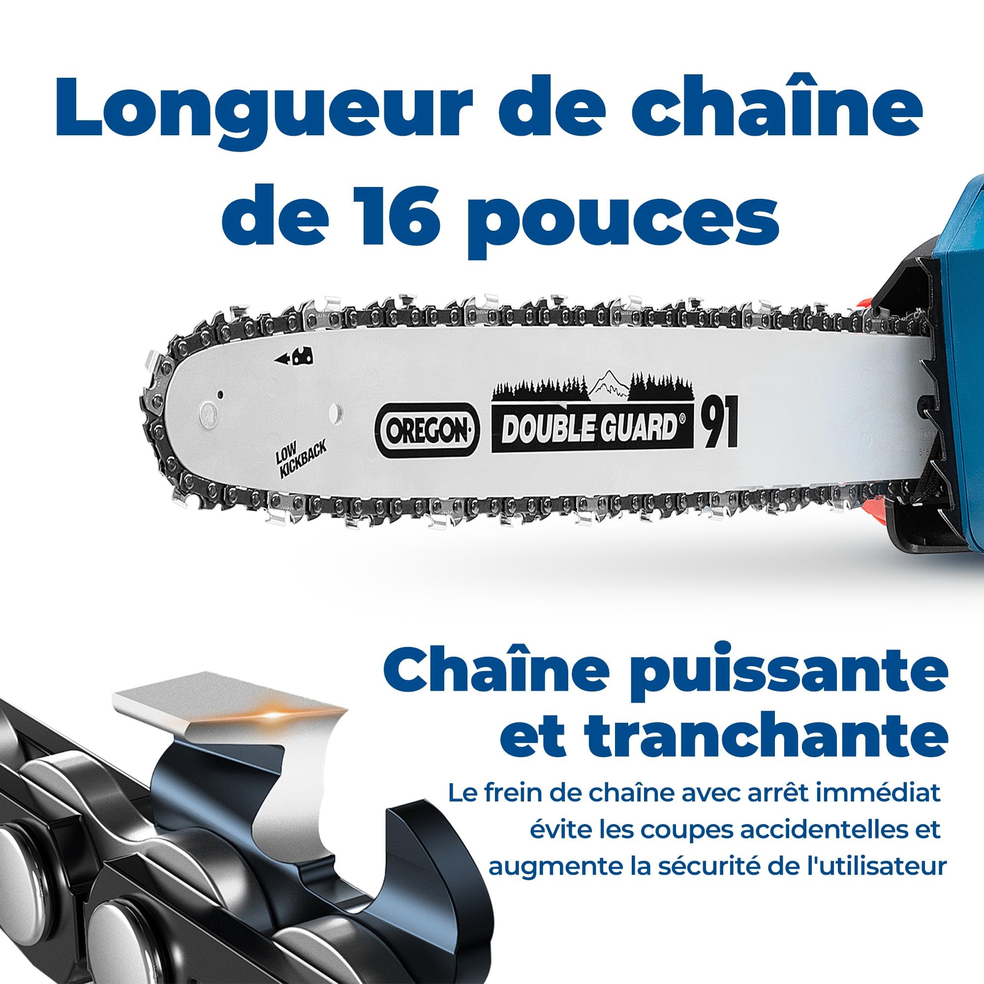 Dong Cheng Tronçonneuse sans fil 40V, Tronçonneuse à Batterie 38 cm de longueur de coupe, Moteur sans balais 14 m/s vitesse de coupe, fournie avec 2 batteries 4,0 Ah et Chargeur