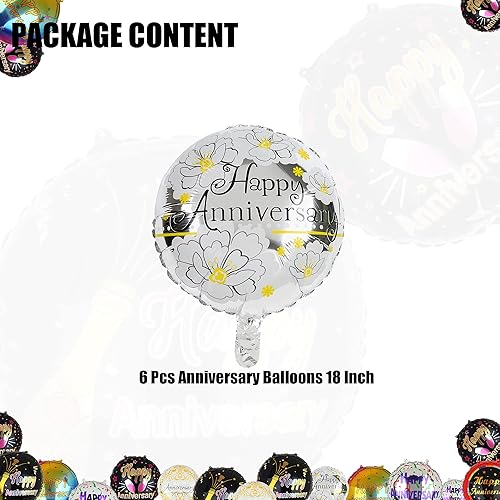 Miniatura 2 de 6 globos redondos de Mylar para aniversario, globos de helio, decoración de fiesta de cumpleaños, suministros para telón de fondo de fotos, 18