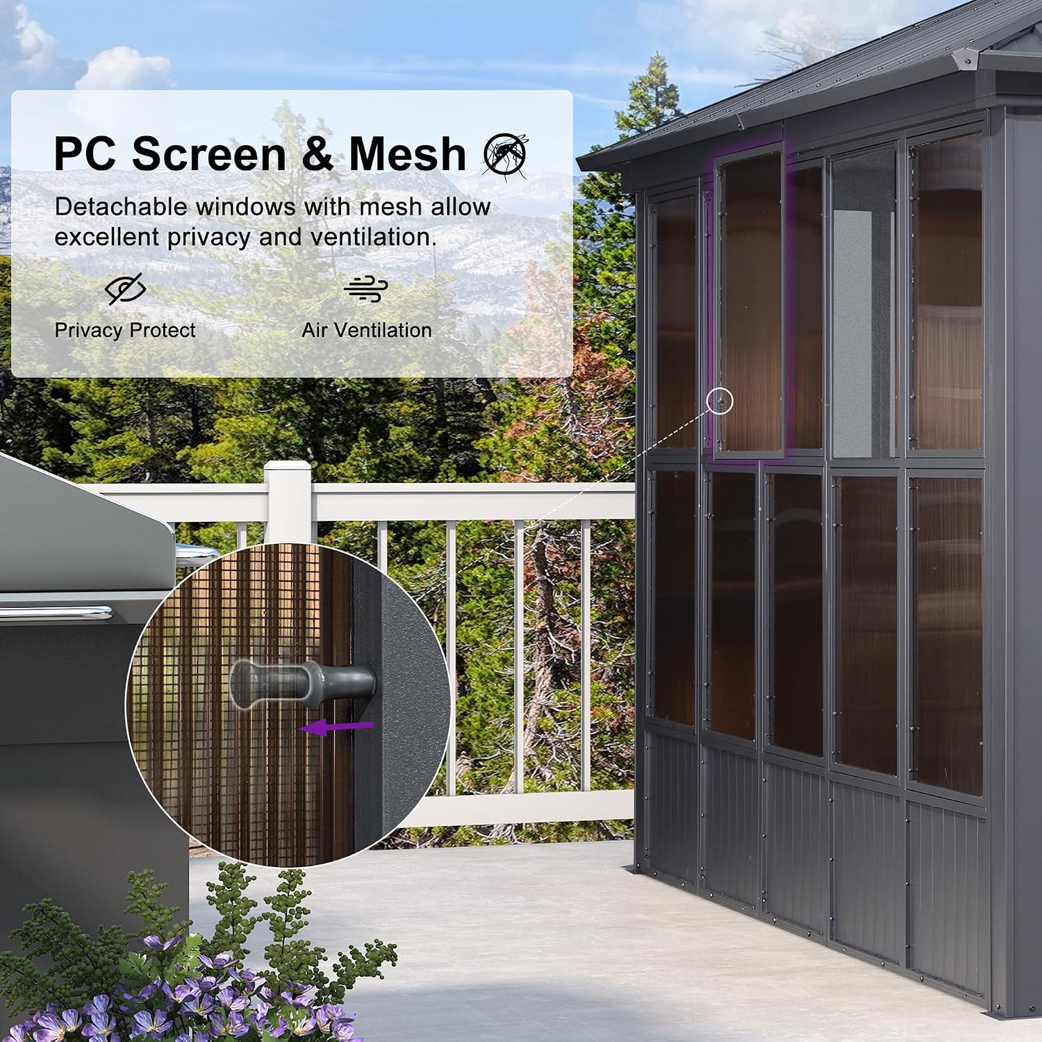 Galvanized steel double roof with airflow arrows