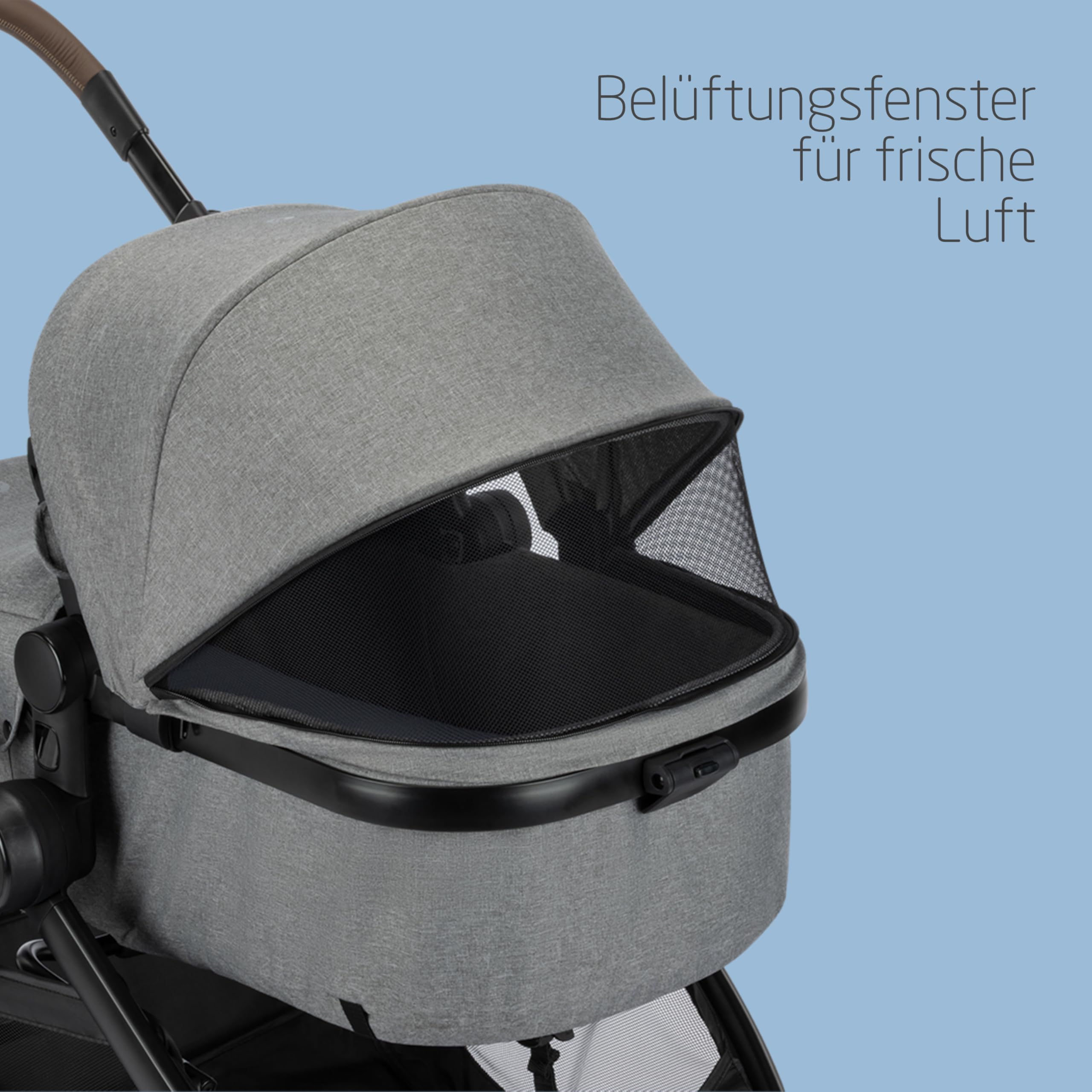 Maxi-Cosi Zelia Select Trio, Baby Kinderwagen 3 in 1 mit Kindersitz, 0–4 Jahre (0–22 kg), Einhändig Klappbar, Kompaktes und Wendbares Kinderwagen Set, Mit CabrioFix S i-Size-Kindersitz, Grau