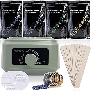 Wax Kit for Women and Men, Tupheedu Waxing Warmer for hair removal brazilian Painless Women/Men Stripless with 4 Bags Wax Beans for Coarse Hair Eyebrow Armpit Bikini Area