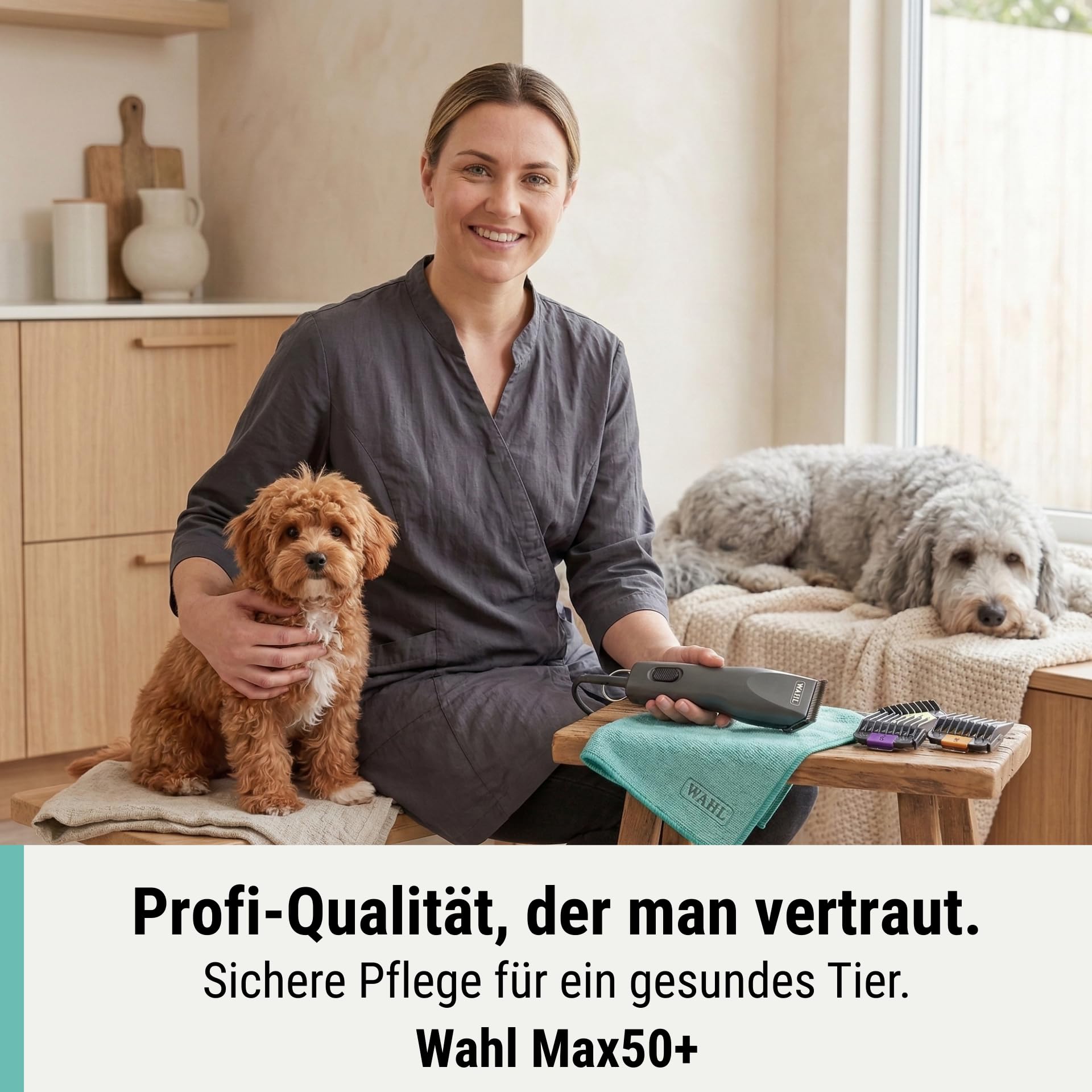 Agrarzone Wahl Max 50+ Hundeschermaschine Schermaschine Hund Moser Schur | Aufsteckkamm-Set, verfilztes Fell, Langhaar, leise, 2 Leistungsstufen