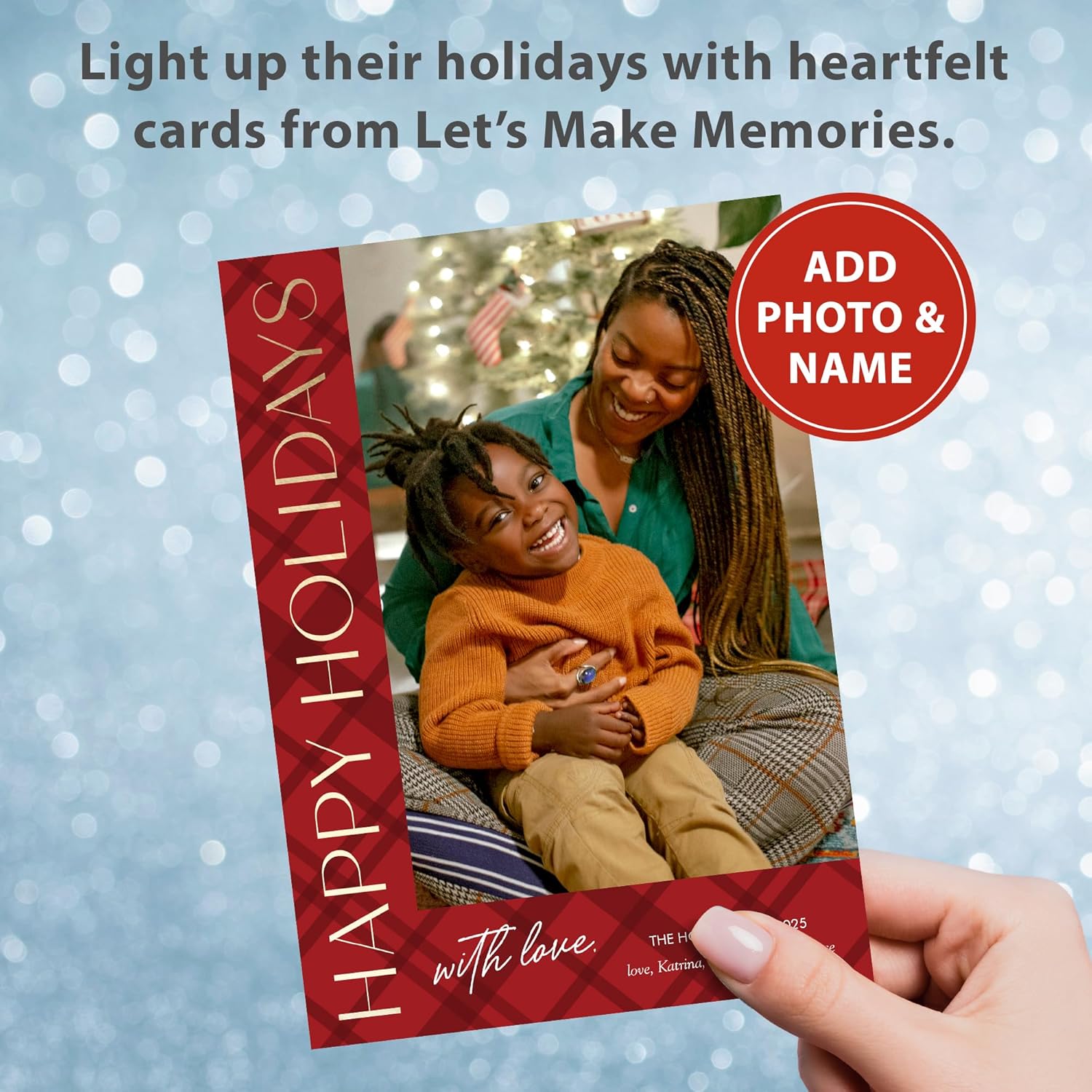 Let's Make Memories Personalized Photo Christmas Cards with Envelopes - Premium Quality - 5x7-2025 Holiday Cards & White Envelopes - Vertical Greeting - 100 ct