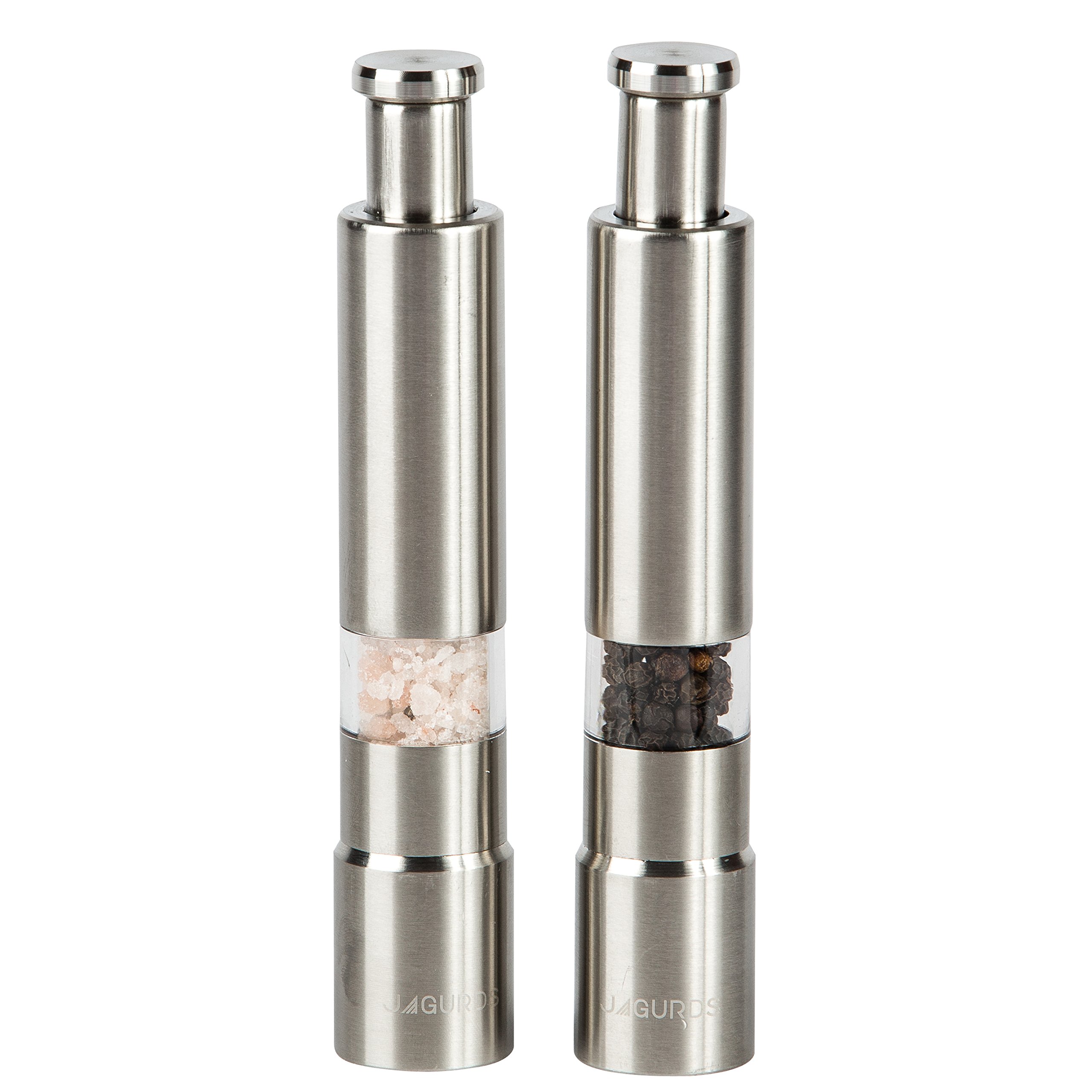 Salt and Pepper Grinder Set - 2 piece Premium Quality Stainless Steel Shaker/Mill Combo