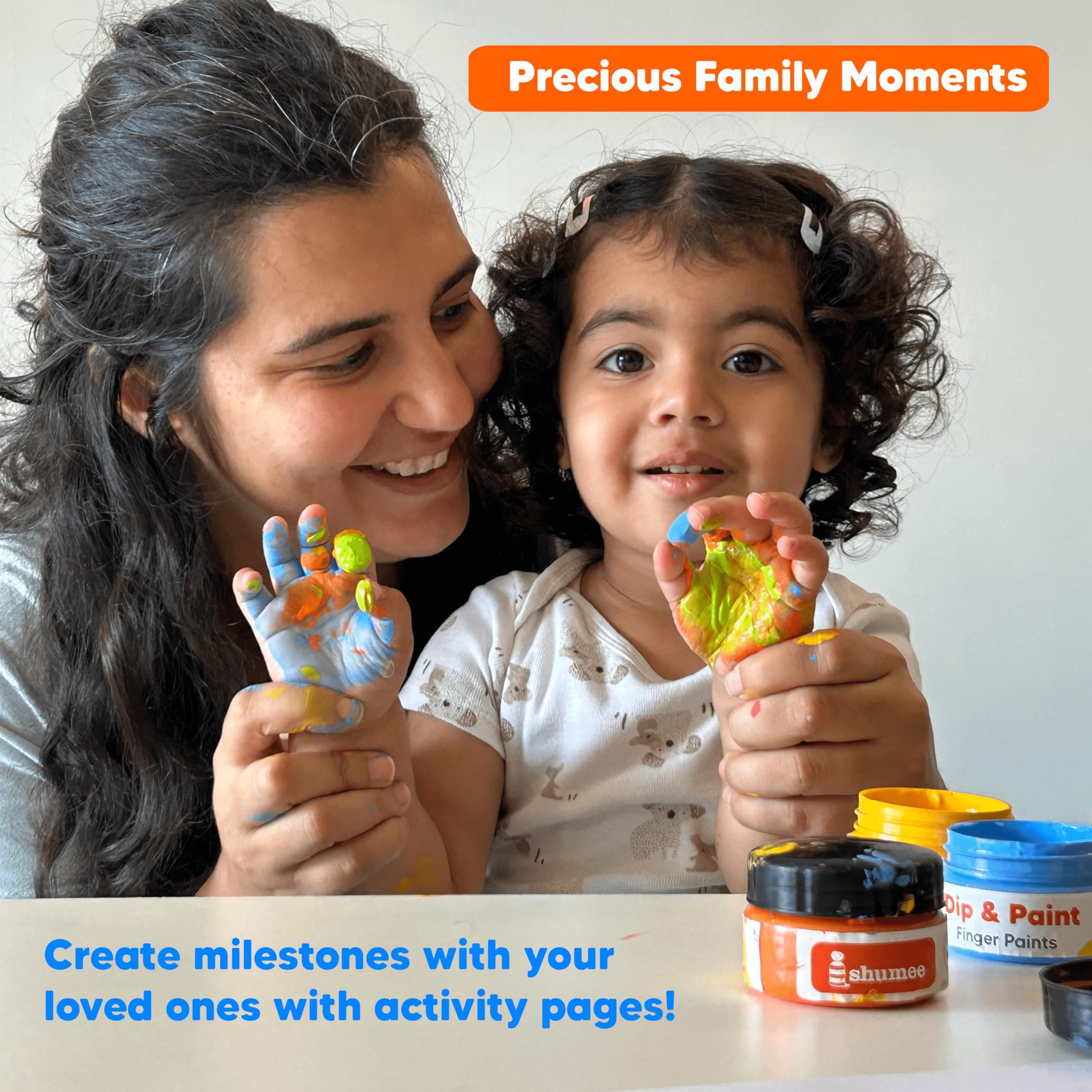 shumee Finger Painting Kit for Kids with 6 Washable Non-Toxic Colors, 40-Page Fun Book | Hand Painting Kit for 3+ Years | Mess-Free Art Craft Creativity Boost, Assorted 3