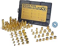 FIDEURSUS 137PCS Brass NPT Pipe Fittings Kit: Adapters, Reducers, Nipples, Plugs for Air Compressors, Hydraulics & Shop Air Lines