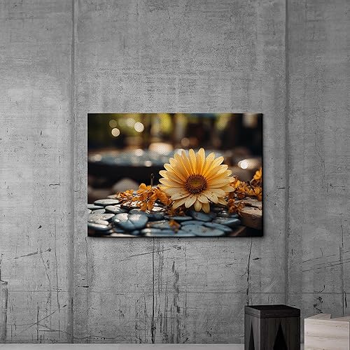 Miniatura 4 de Genius Decor, Modern Yellow Gray Bathroom Wall Art, Decor Zen Flowers, Pictures Canvas Print Relax Soak Unwind, Flower Art, Art prints Rock, yellow