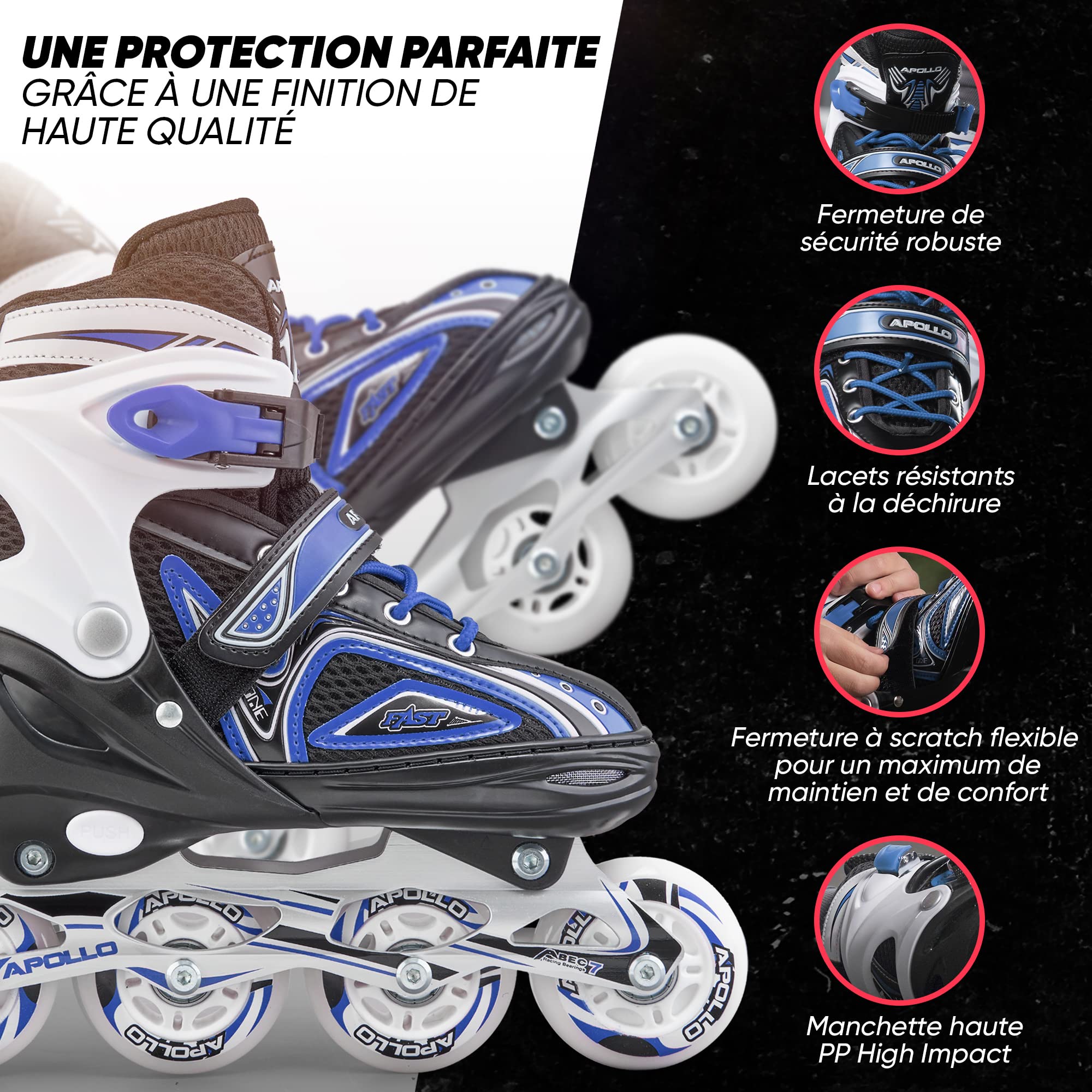 Apollo Super Blades X Pro, S, M, L, Roues LED illuminées Rollers pour Enfants idéals pour débutants, Patins à roulettes Confortables Patins Inline pour Filles et garçons - 5