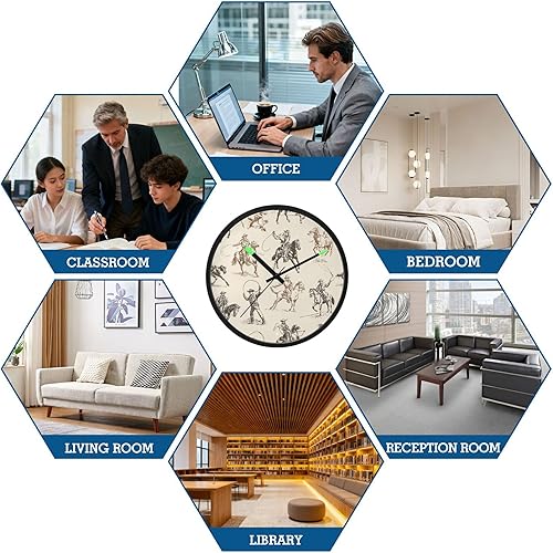 Miniatura 8 de Cowboy Retro 12 Inch Analog Wall Clocks Battery-Operated with Led Lights for Living Room Bedroom Kitchen Office Decor, Battery Not Included