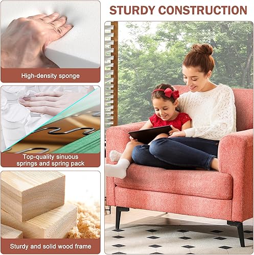 Miniatura 59 de CDCASA Juego de 2 sillas decorativas de tela de lino de gran tamaño, modernas de mediados de siglo, cómodas sillas tapizadas, sillas de lectura para