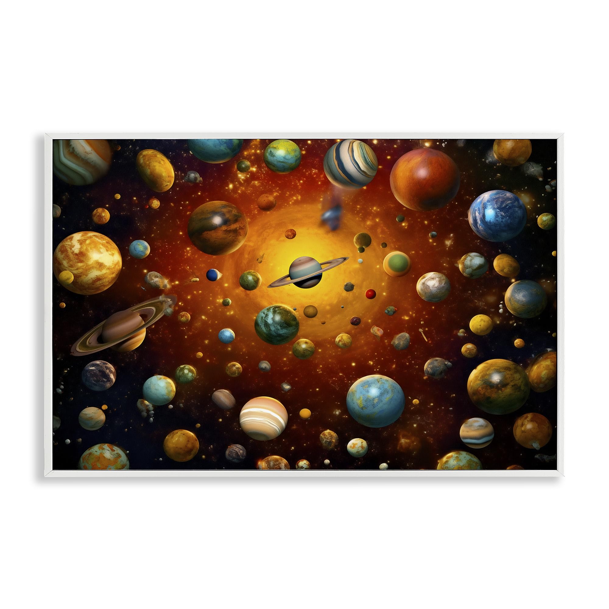 Cosmic Marbles Galaxy tableau moderne Stupell Industries cadre blanc 61x40 cm décoration murale